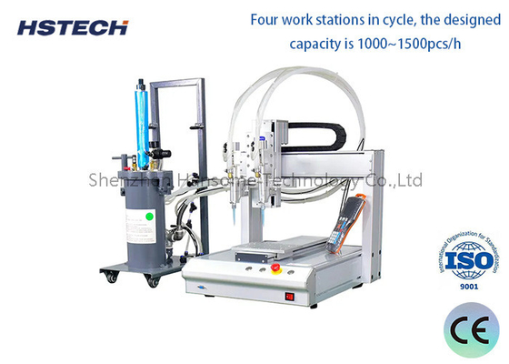İyi bir fiyat. 0 ~ 300 RPM Motor Hızı LED ampul yapıştırıcı dağıtıcısı dört çalışma istasyonu ile çevrimiçi