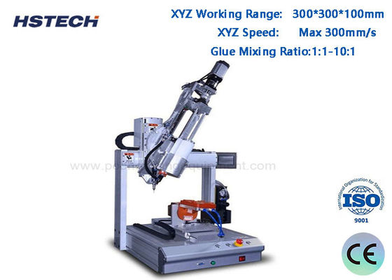 İyi bir fiyat. 4 Eksenli AB yapıştırıcı dağıtım makinesi ±0.02mm Tekrarlama Doğruluğu 300*300*100mm Çalışma aralığı ve 1:1-10:1 yapıştırıcı karıştırma oranı çevrimiçi
