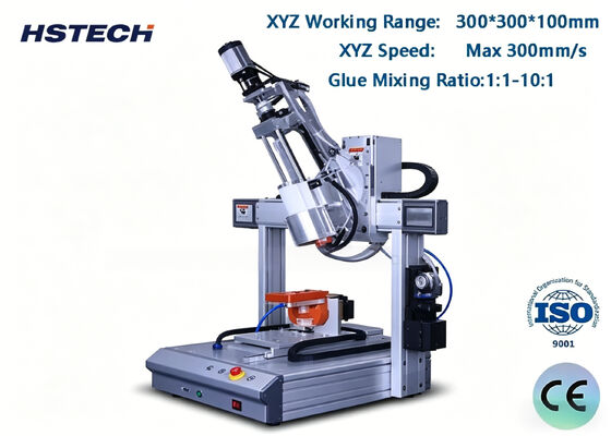 İyi bir fiyat. 4 Eksen AB yapıştırıcı dağıtım makinesi ±0.02mm hassasiyet 300 300 100 darbe 1 1 ila 10 1 karıştırma oranı çevrimiçi