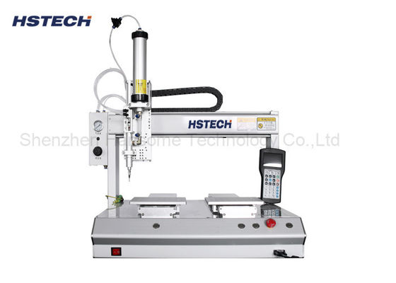 İyi bir fiyat. Çift Platform 4 Eksenli Masaüstü Yapıştırıcı dağıtım makinesi Stepper Motor 300mm/s çevrimiçi